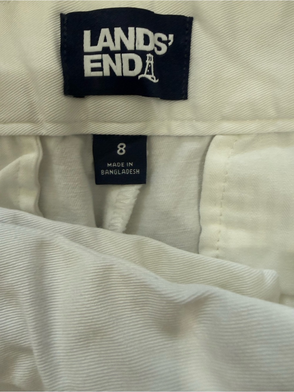 Lands' End White Cotton Scalloped Hem Short - Picture 3 of 4